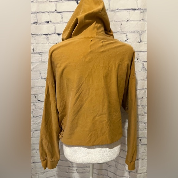 ZARA Hoodie Mustard Yellow Sweatshirt Size Medium - Picture 6 of 7